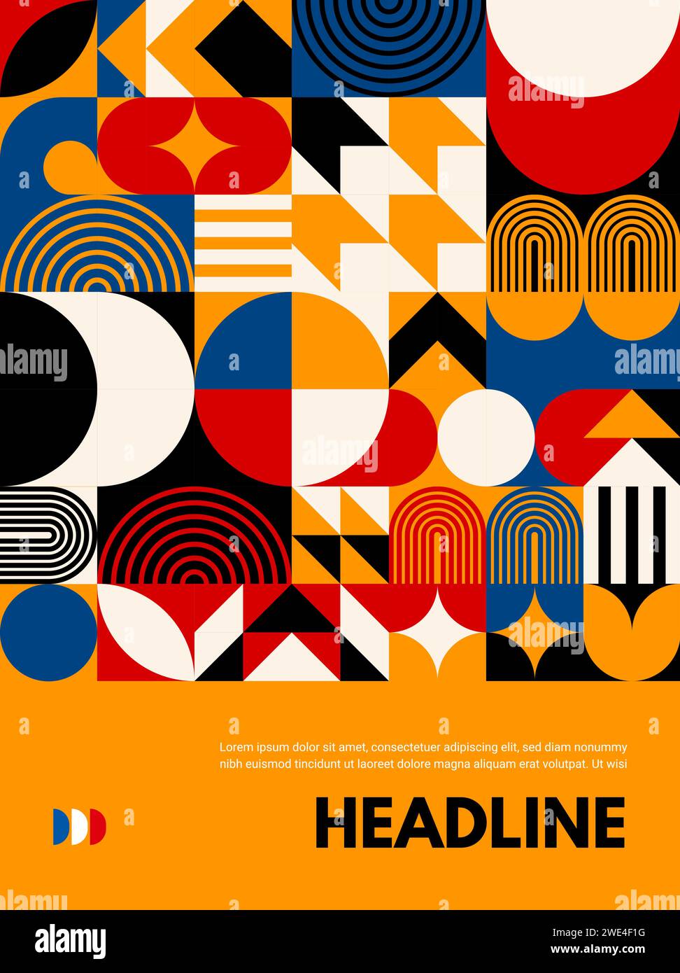 Modern abstract poster with geometric Bauhaus pattern. Vector