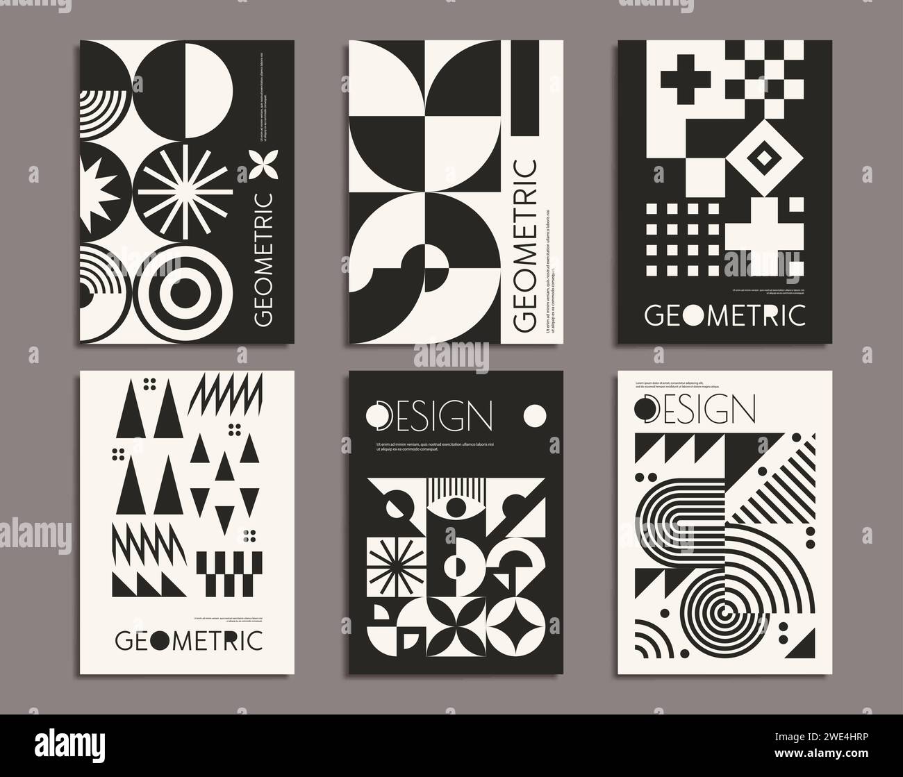 Monochrome abstract modern bauhaus geometric pattern, presentation or ...
