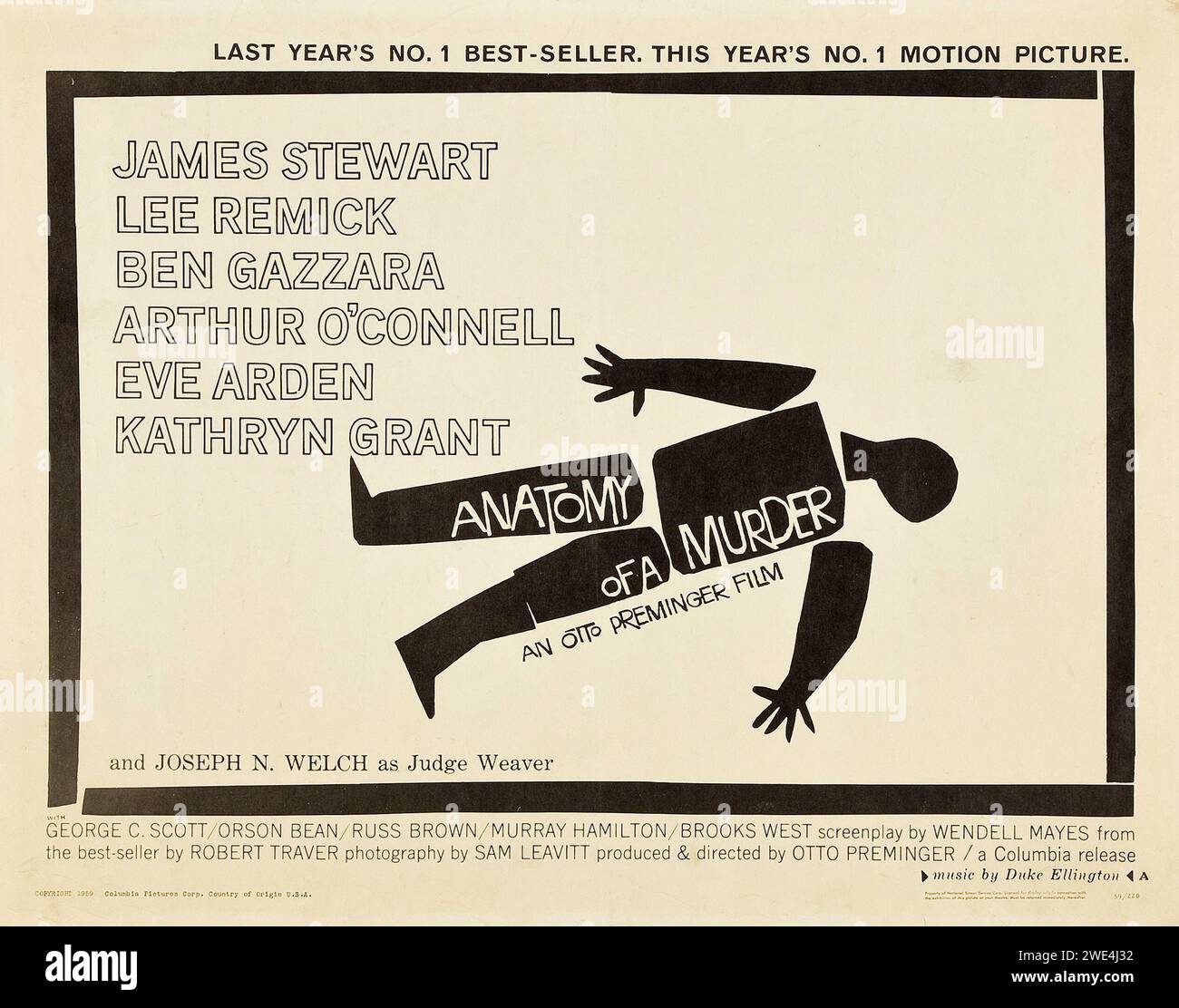 Anatomy of a Murder (Columbia, 1959) vintage film poster - Alfred Hitchcock - James Stewart, Lee Remick - style A Stock Photo