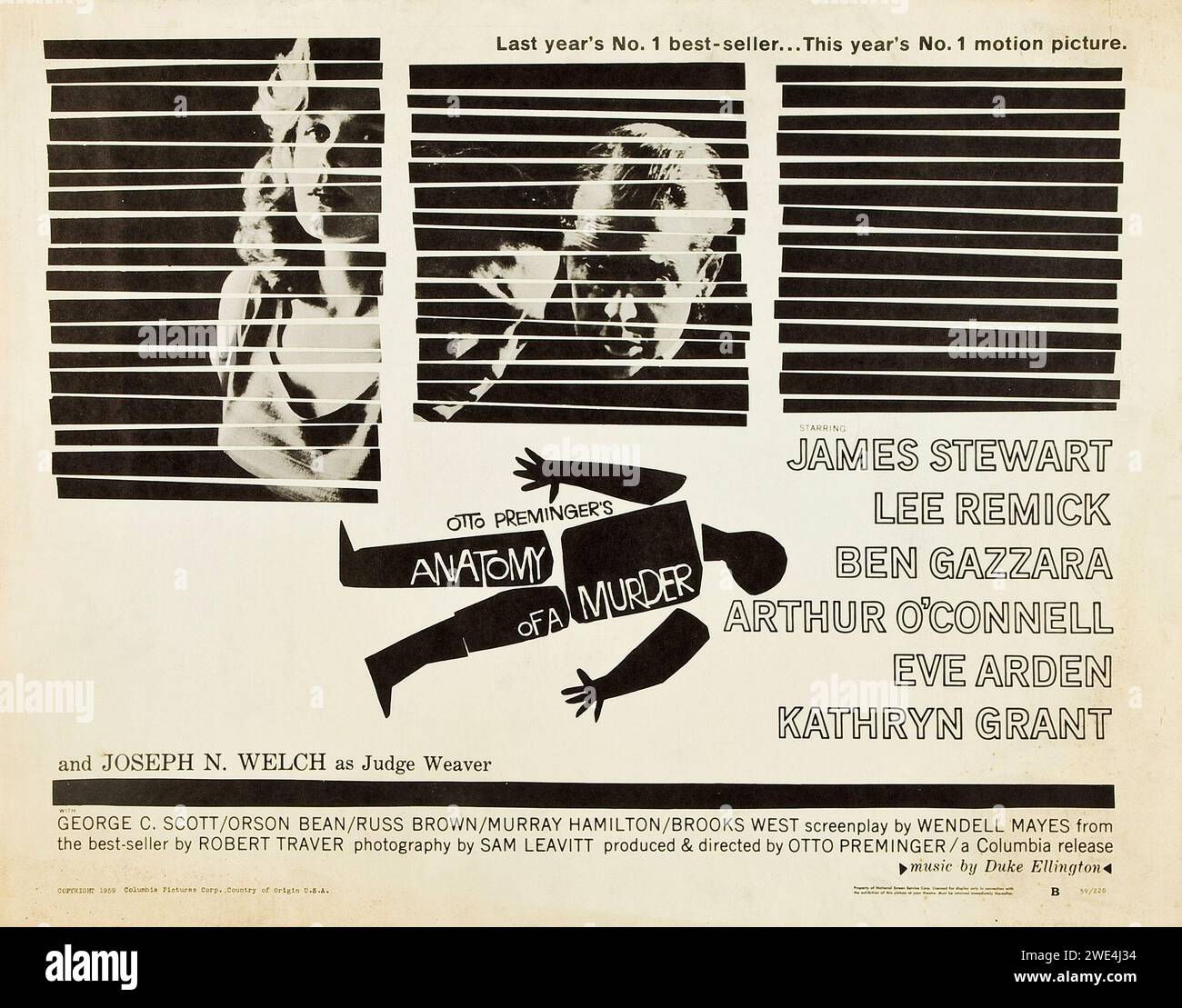 Anatomy of a Murder (Columbia, 1959) vintage film poster - Alfred Hitchcock - James Stewart, Lee Remick - style B Stock Photo