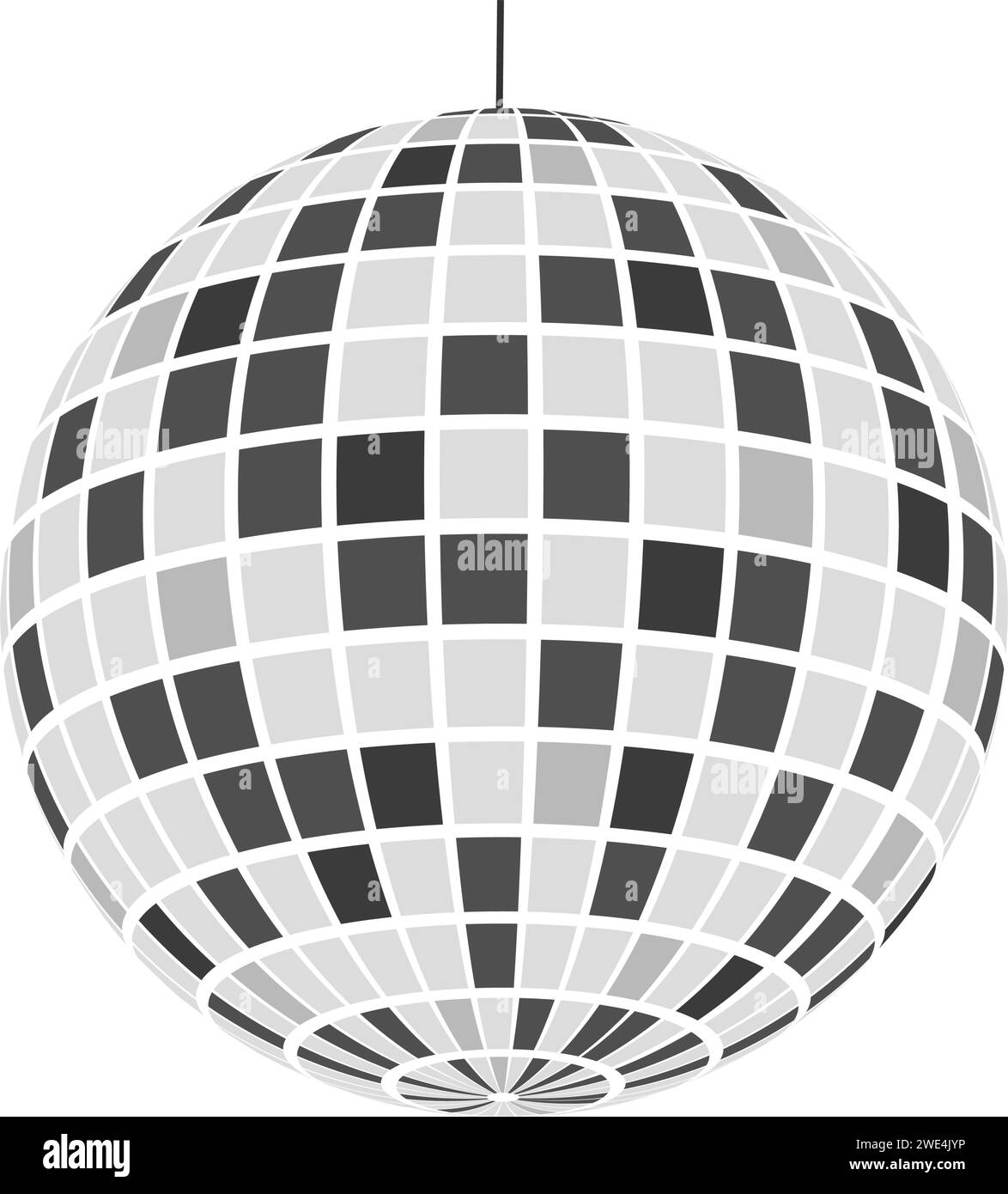 Discoball icon. Shining night club sphere. Dance music party glitterball. Mirrorball in 70s 80s retro discotheque style. Nightlife symbol isolated on Stock Vector