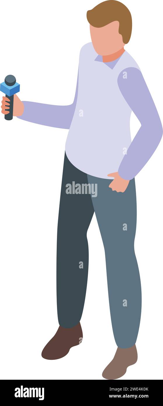 Man new reporter icon isometric vector. Camera media host. Staff device ...