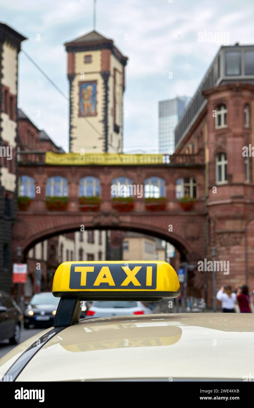 Taxi at the streets of Frankfurt Stock Photo