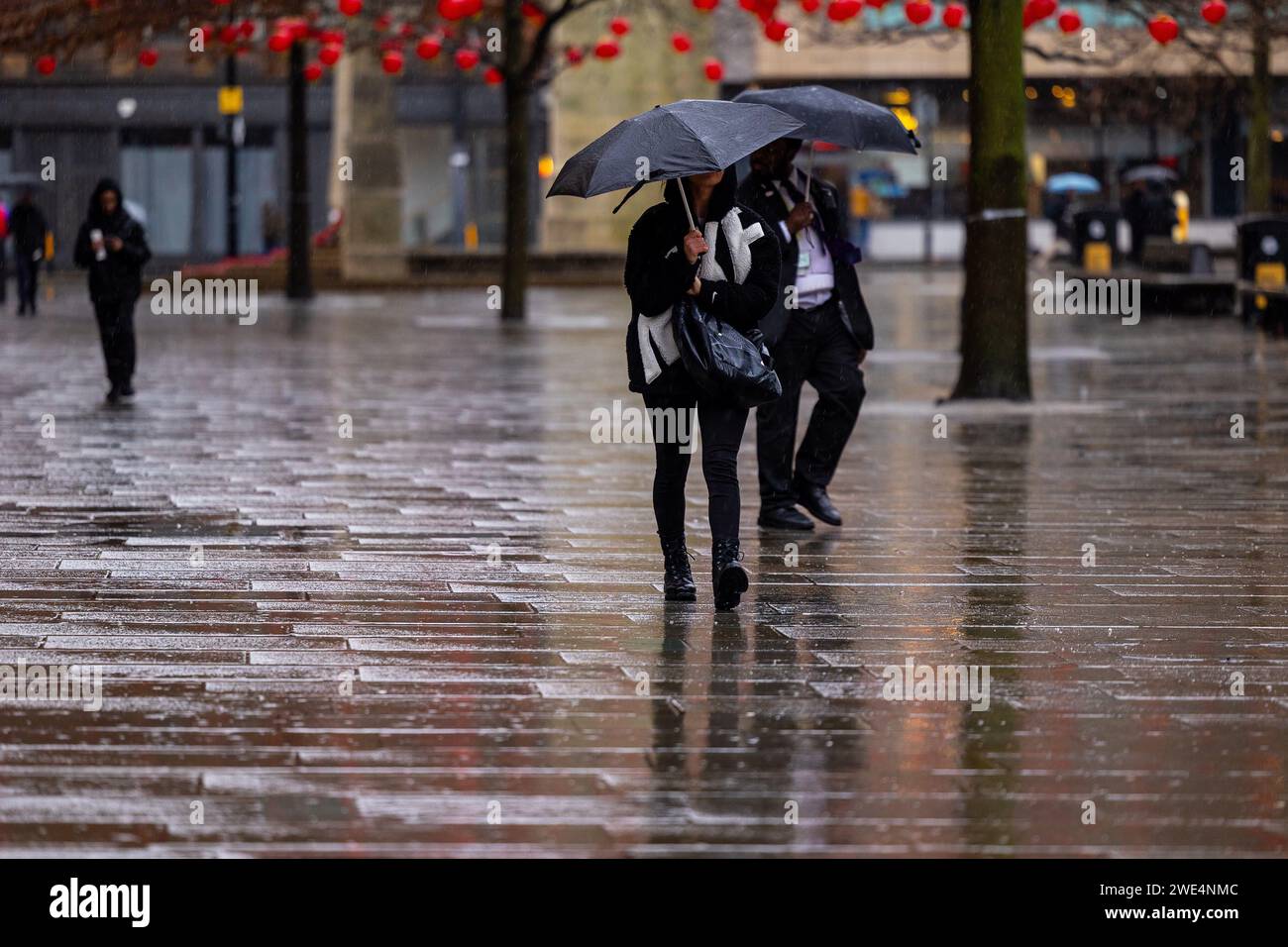 Manchester, UK, 21 January 2024, UK WEATHER in Manchester as Storm