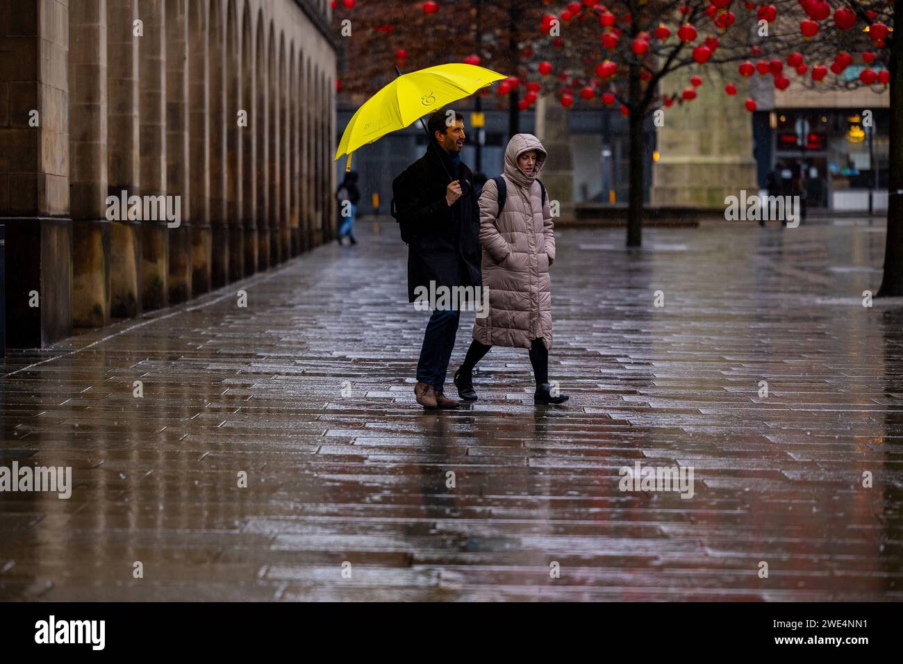 Manchester, UK, 21 January 2024, UK WEATHER in Manchester as Storm