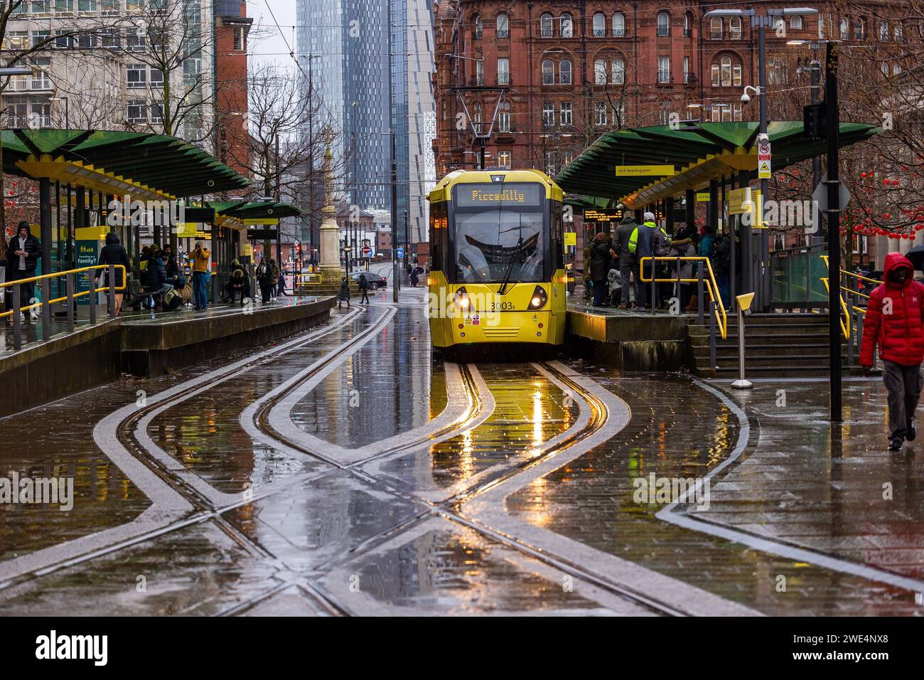 Manchester, UK, 21 January 2024, UK WEATHER in Manchester as Storm