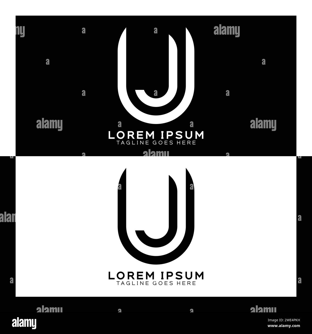 UJ initial letter logo. Alphabet U and J pattern design monogram Stock Vector