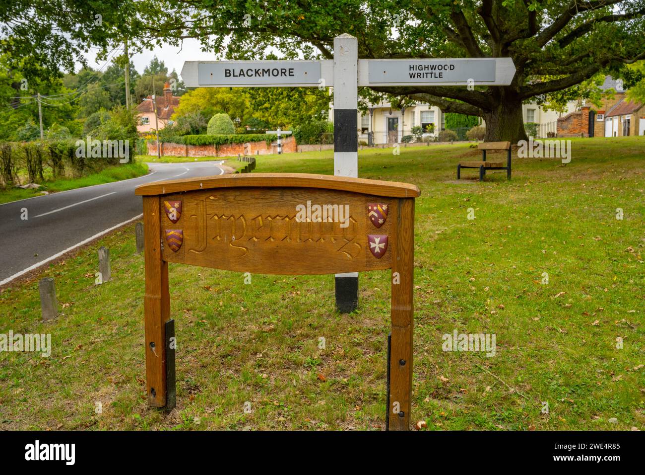 The village sign for Fryerning near Ingatestone Essex Stock Photo