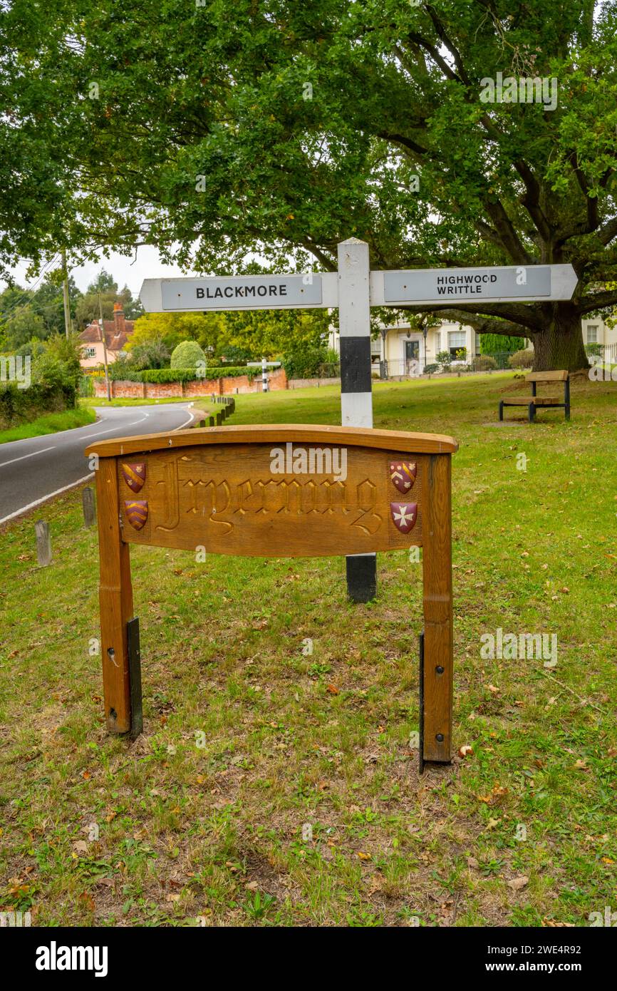 The village sign for Fryerning near Ingatestone Essex Stock Photo