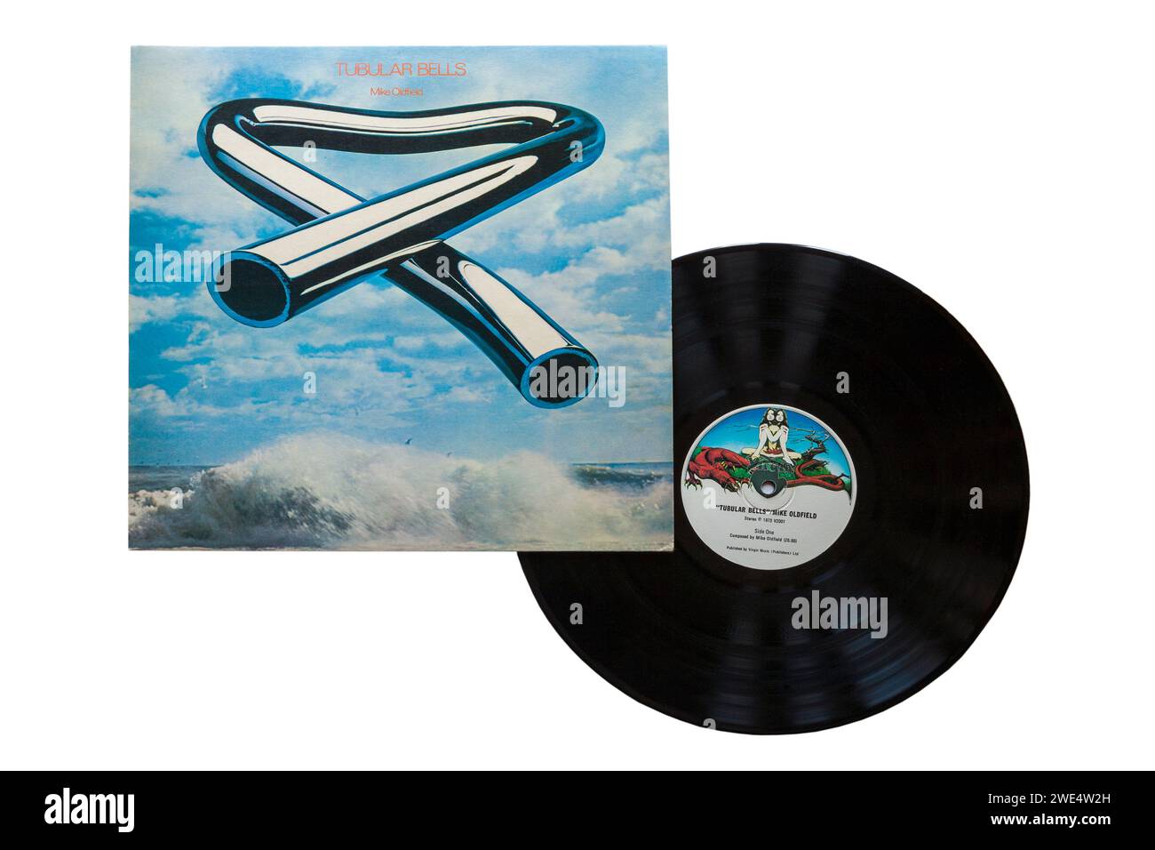 Mike Oldfield Tubular Bells vinyl record album LP cover isolated on white background - 1973 Stock Photo