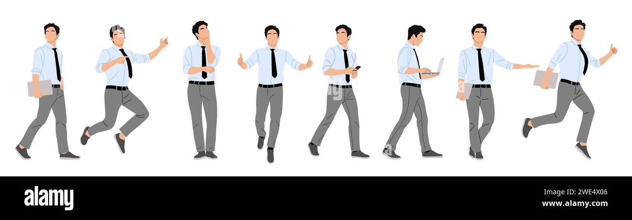 Set of Business man character in different poses Stock Vector Image ...