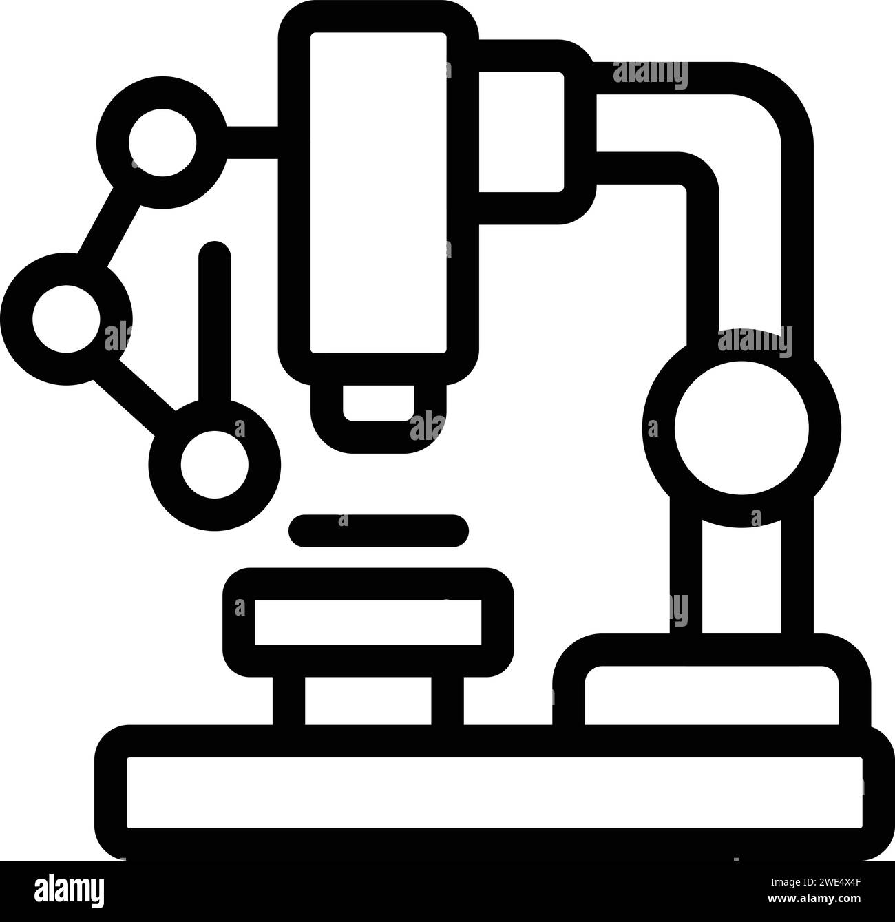 Chemistry microscope icon outline vector. Woman research lab