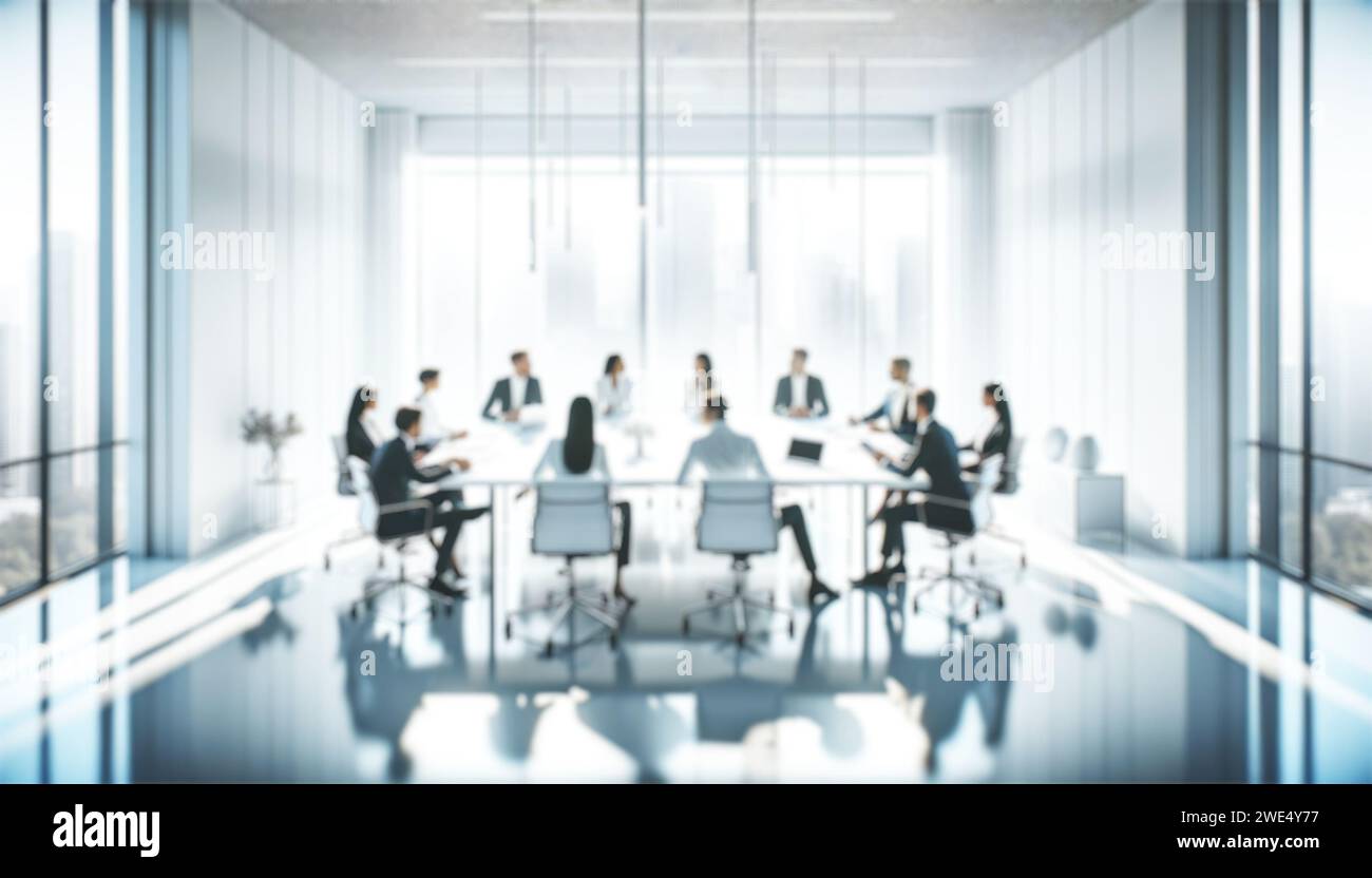 blur background with copy space of businessman and woman meeting. Suitable for use for anything in the business category Stock Photo