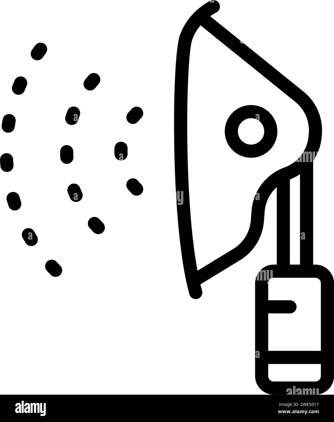 Line icon of a respiratory face mask side view. Healthcare symbol