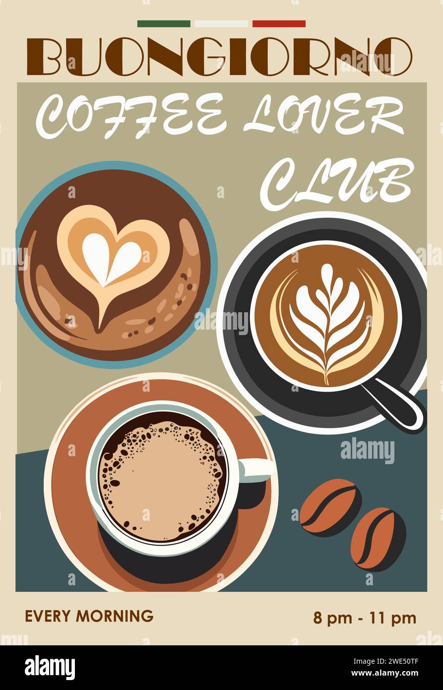 Coffee poster in retro mid century modern style Stock Vector Image ...