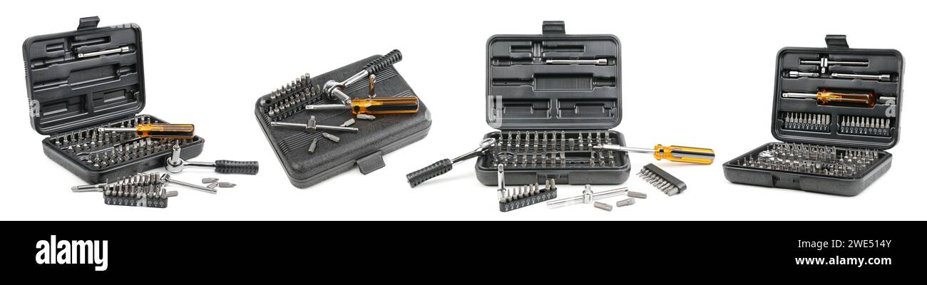 Set tools from different angles isolated on white background. Stock Photo