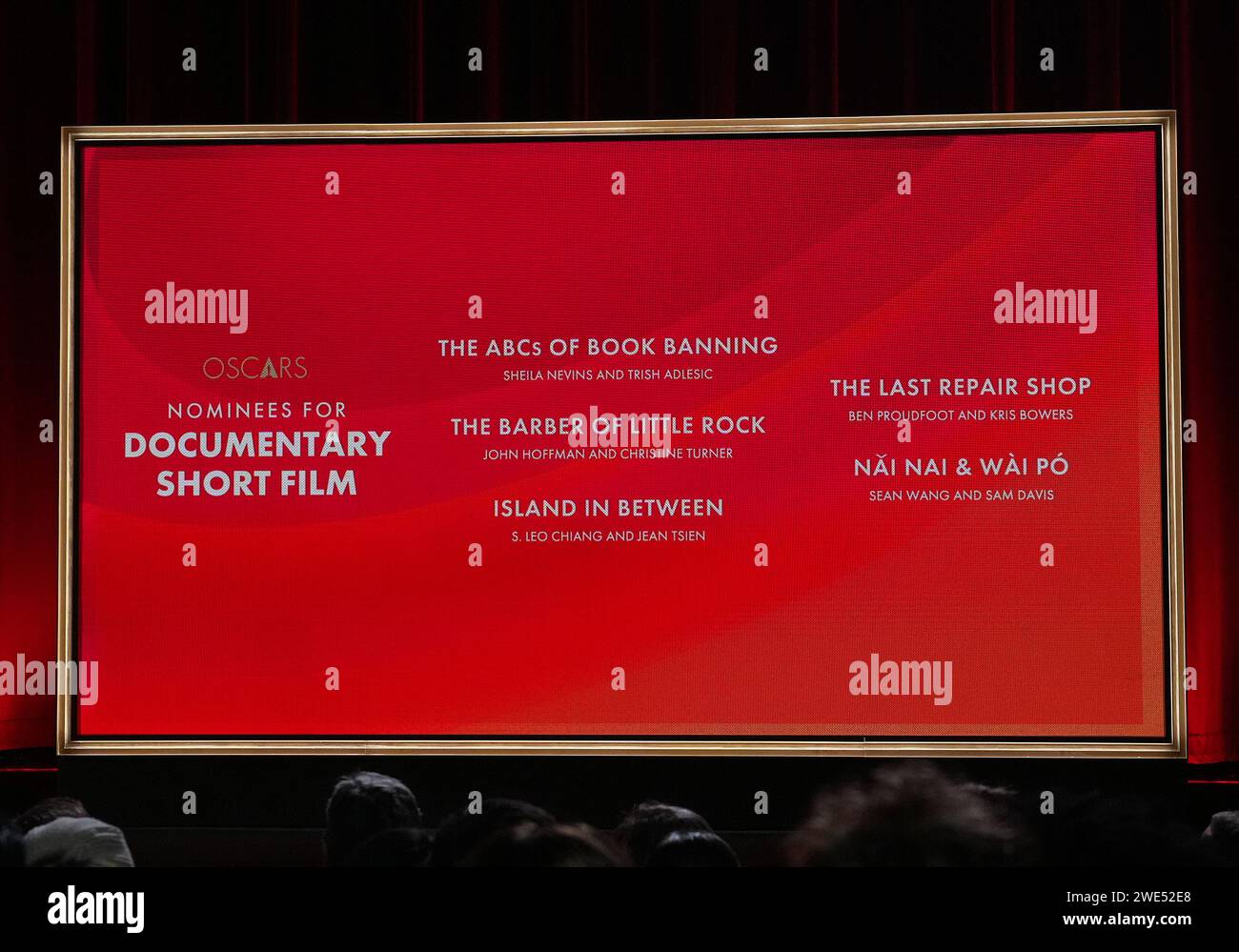 Los Angeles, USA. 23rd Jan, 2024. Nominees for DOCUMENTARY SHORT FILM