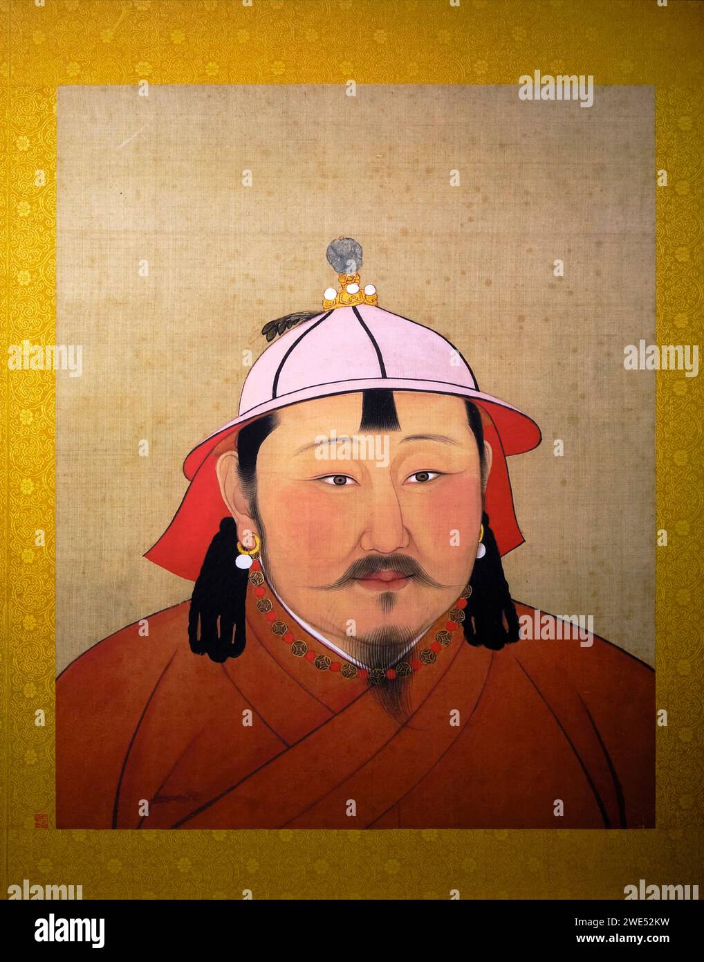 Taiwan, Taipei, Palace Museum, Temür Khan, silk painting, Mongol Empire (Yuan dynasty) 14th century Stock Photo