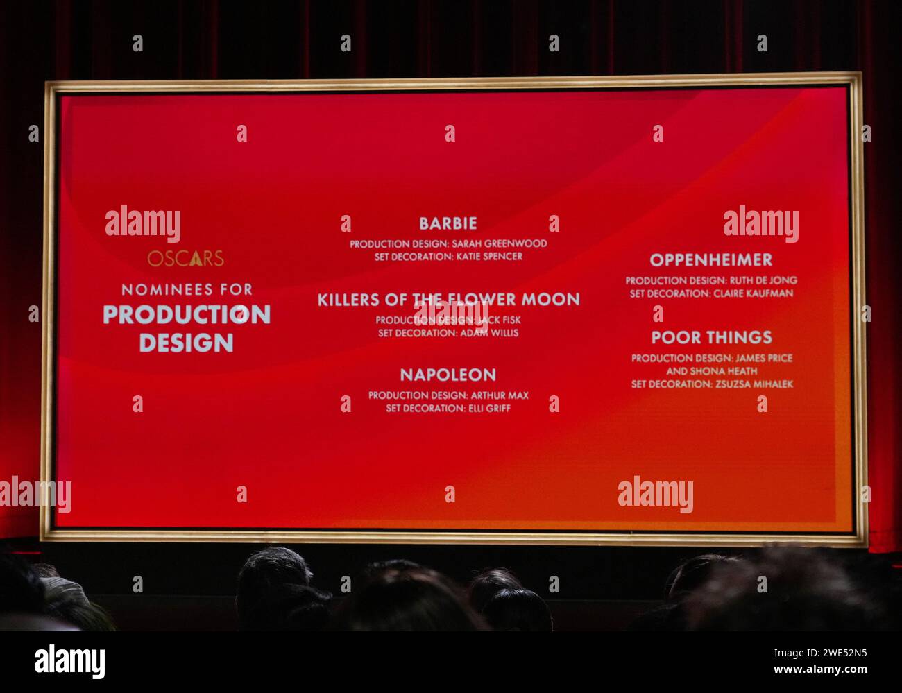 Los Angeles, USA. 23rd Jan, 2024. Nominees for PRODUCTION DESIGN at the ...