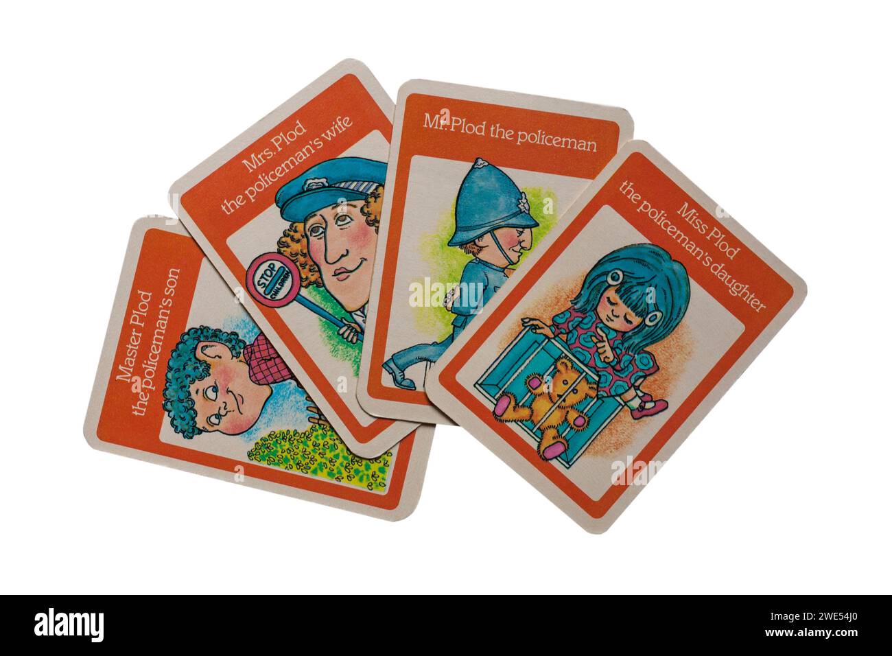 old retro Happy Families playing cards isolated on white background ...