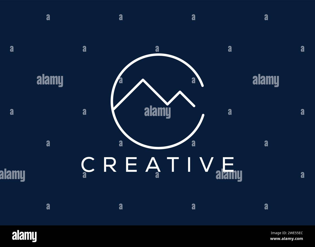 Minimal Letter C mountain logo design vector template Stock Vector