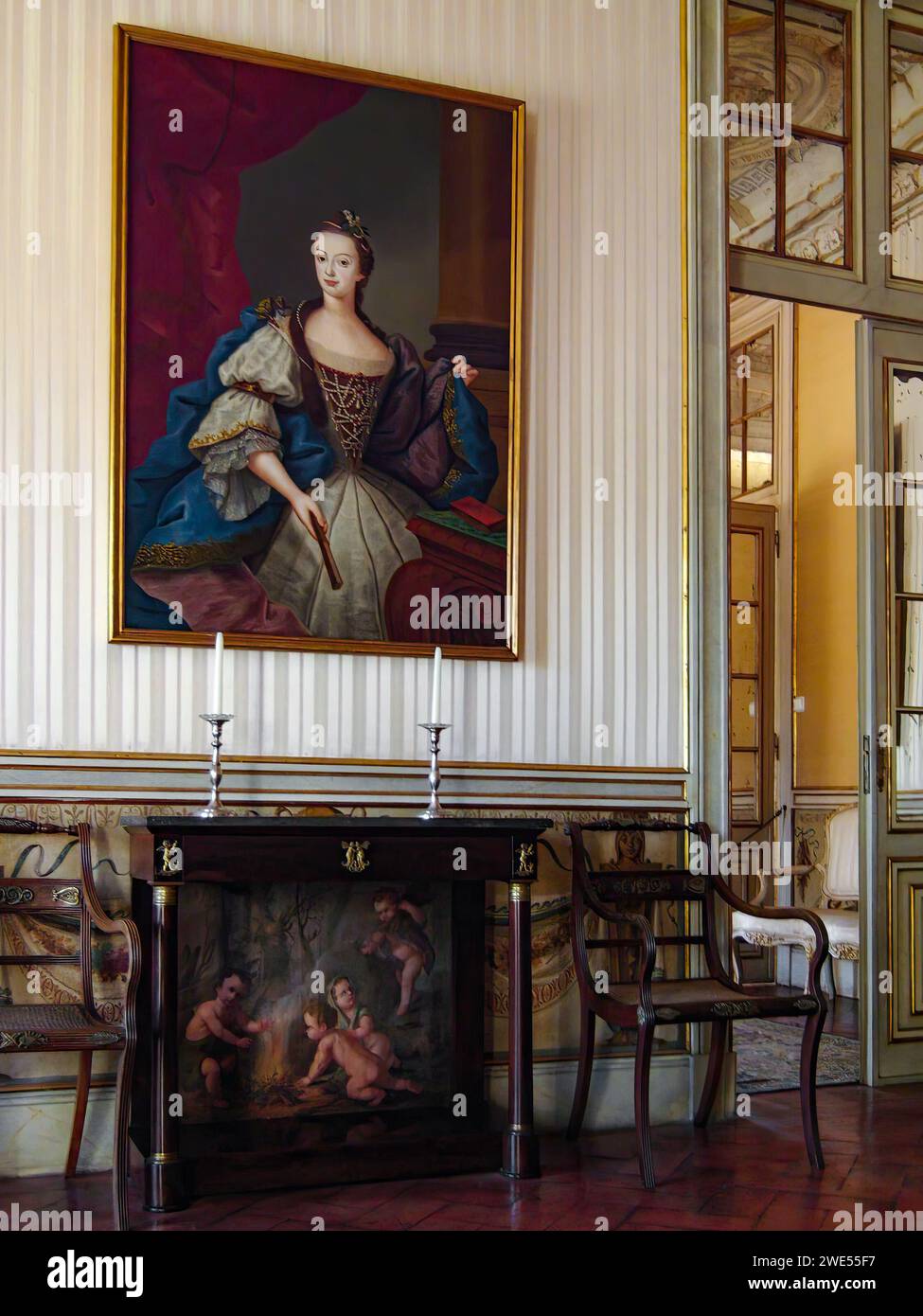 Palacio Nacional de Queluz National Palace. Sala de Fumo aka Smoking Room. Sintra, Portugal Stock Photo