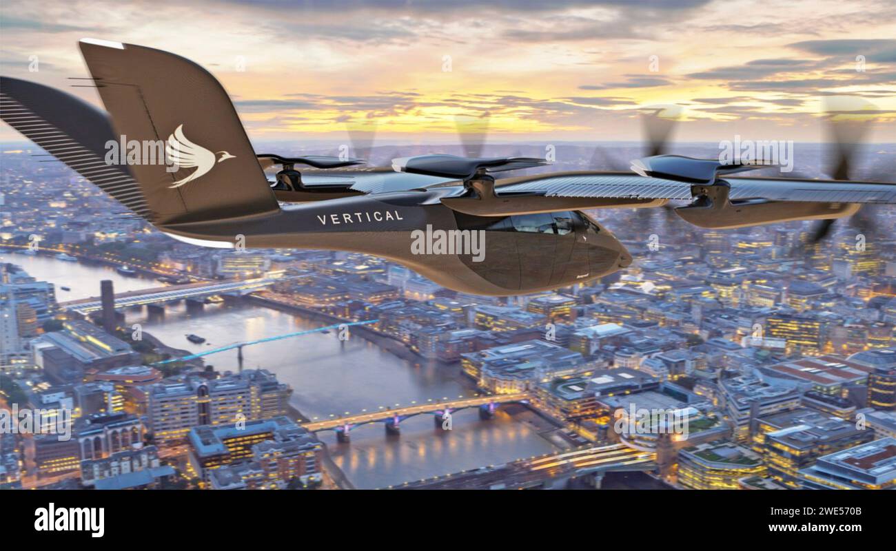 VERTICAL AEROSPACE British aerospace manufacturer. Artist's impression o Image: Vertical Aerospacef one of their designs for a air taxi,2024. Stock Photo