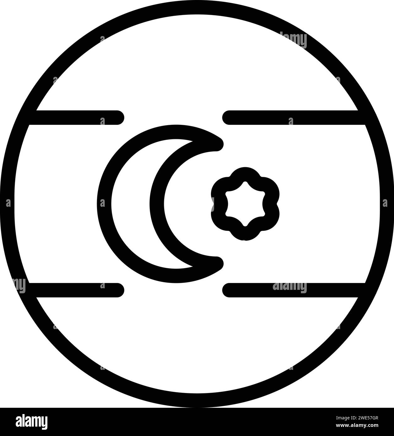 Azerbaijan round flag icon outline vector. Flag day. Structure skyline