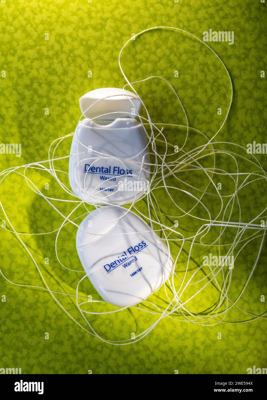 Dental Floss Container with dispensed floss, USA Stock Photo Alamy