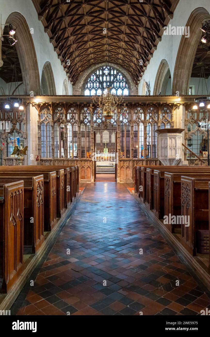 Totnes, Devon, UK January 16. View of St Marys Church interior in