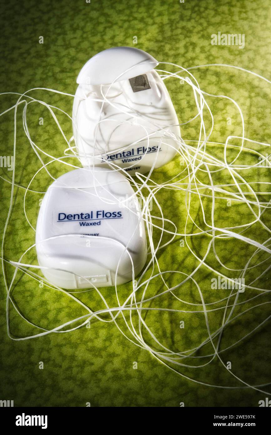 Dental Floss Container with dispensed floss, USA Stock Photo Alamy