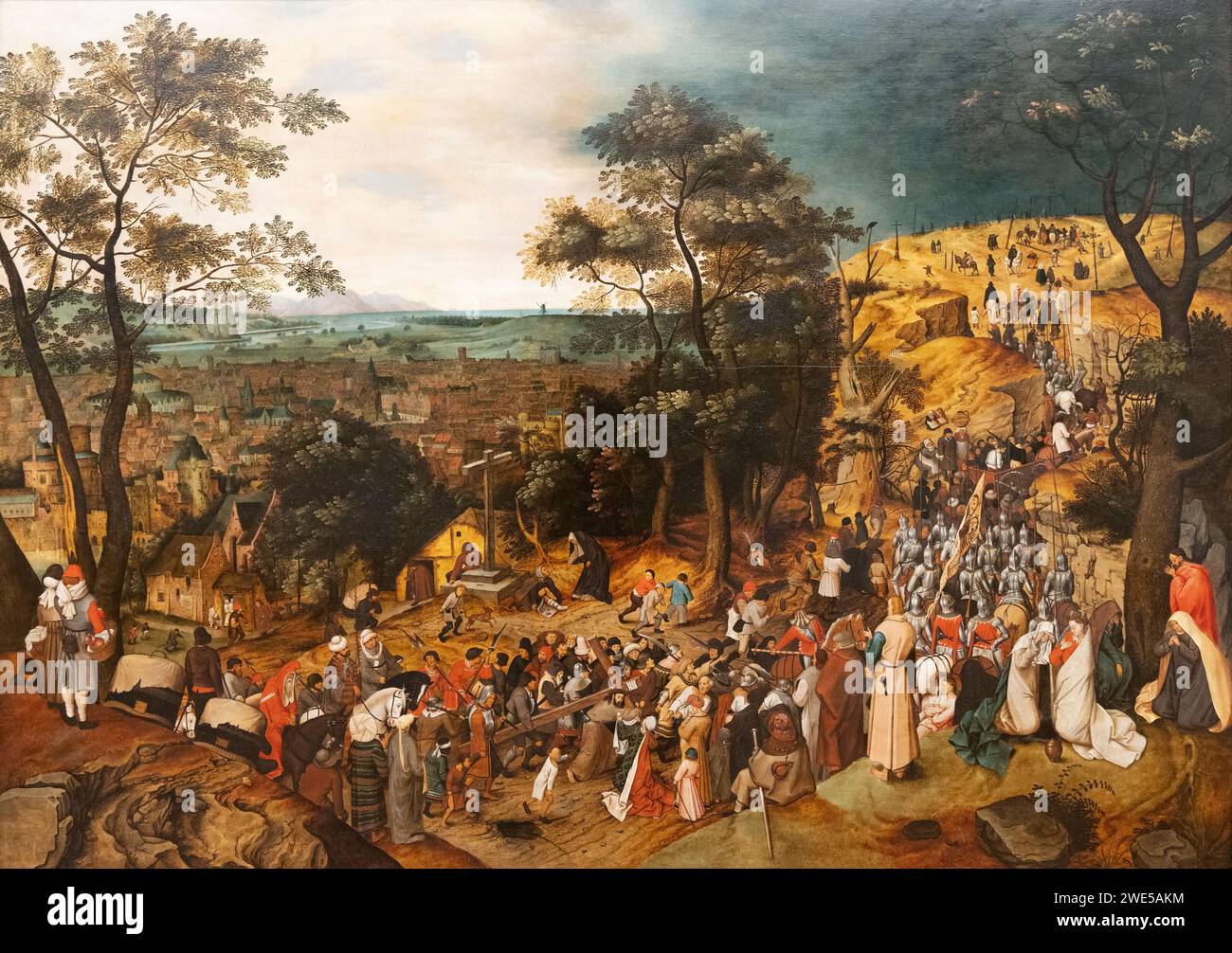 Pieter Brueghel the Younger painting, 'The Carrying of the Cross'; or 'Christ carrying the Cross'; 1606. Flemish painter, 1564-1637; 1600s paintings. Stock Photo