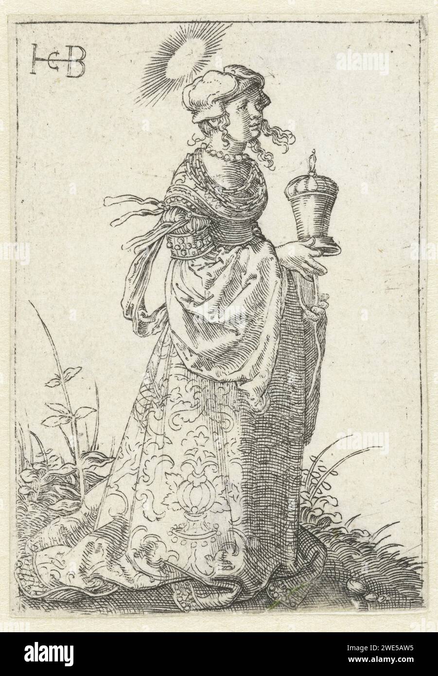 Maria Magdalena with ointment pot, Jacob Binck, 1526 print Germany ...