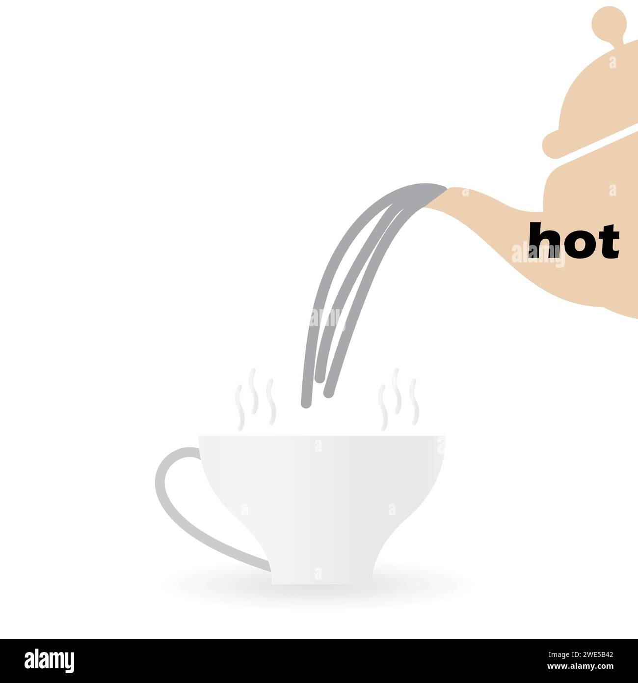 Teapot pouring hot water in a cup Stock Vector