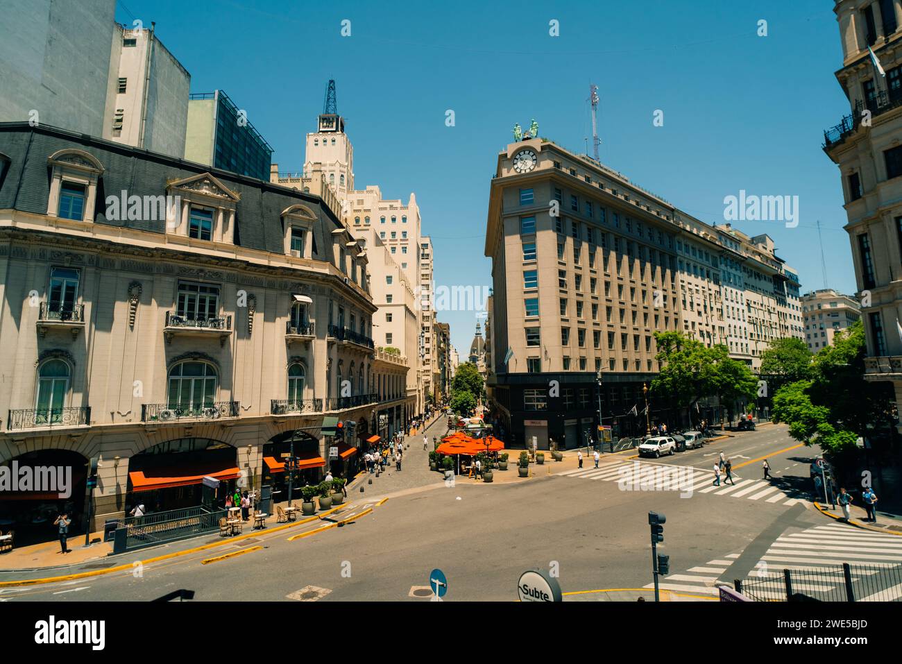 A street intersection with buildings in Buenos Aires, Argentina - dec 2th 2023. High quality photo Stock Photo