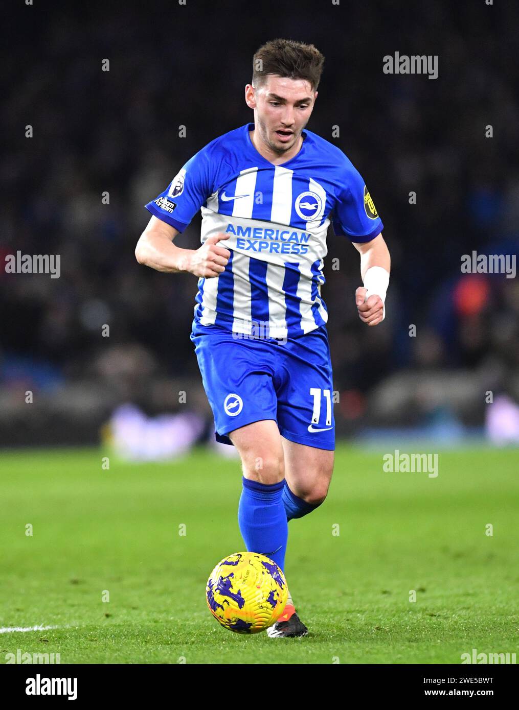 Billy Gilmour of Brighton during the Premier League match between Brighton and Hove Albion and Wolverhampton Wanderers at the American Express Stadium  , Brighton , UK - 22nd January 2024 Photo Simon Dack / Telephoto Images. Editorial use only. No merchandising. For Football images FA and Premier League restrictions apply inc. no internet/mobile usage without FAPL license - for details contact Football Dataco Stock Photo