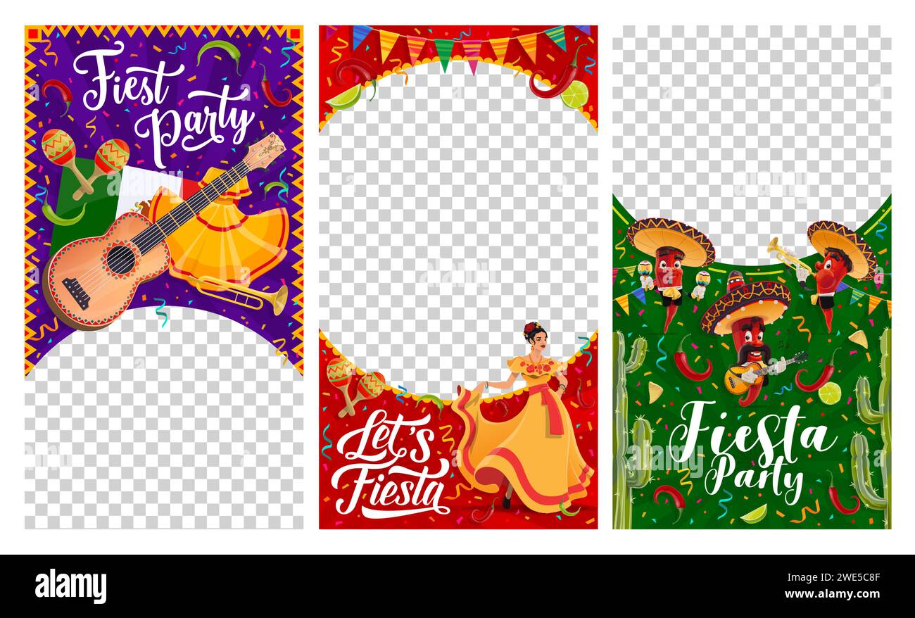 Mexican fiesta social media template banners. Hispanic culture