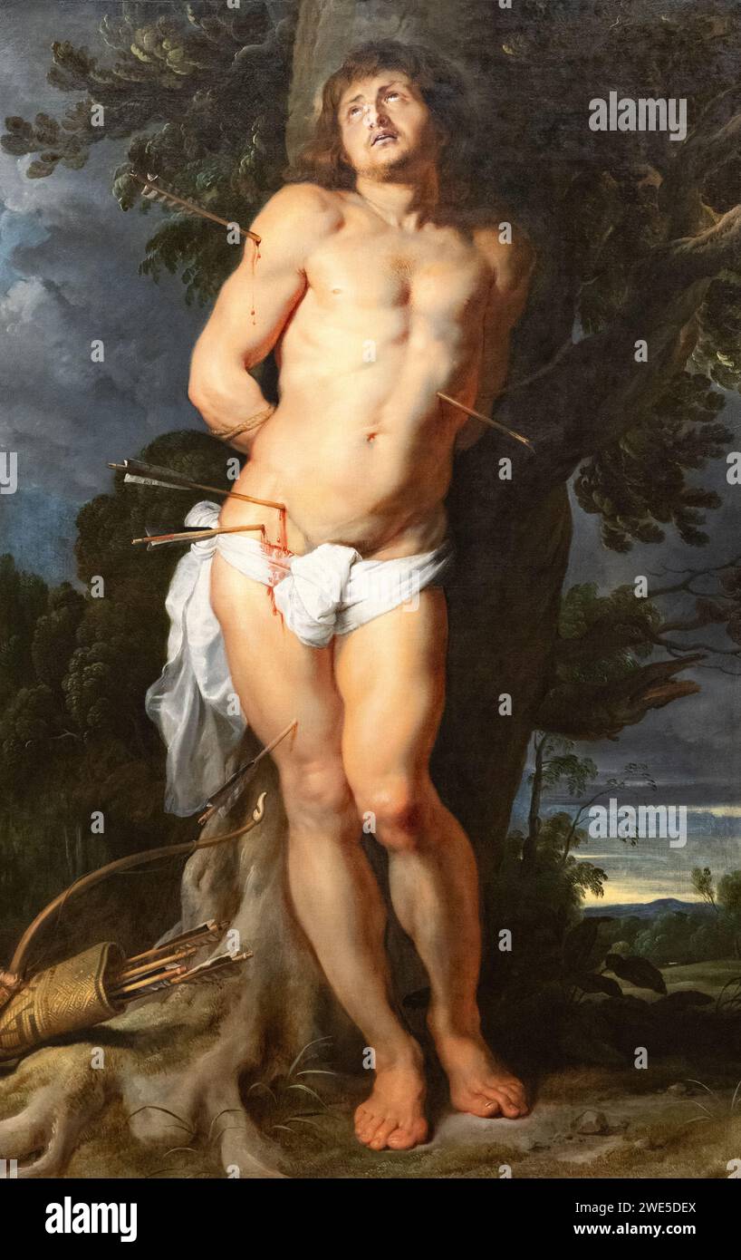 Peter Paul Rubens painting, 'Saint Sebastian' or 'St. Sebastian', c. 1618, - the martyrdom of Saint Sebastian by arrow; 17th century flemish paintings Stock Photo