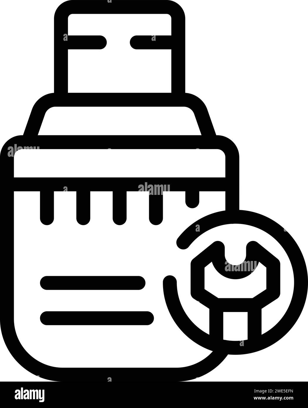 Repair usb data icon outline vector. System destroy. Dark computing Stock Vector