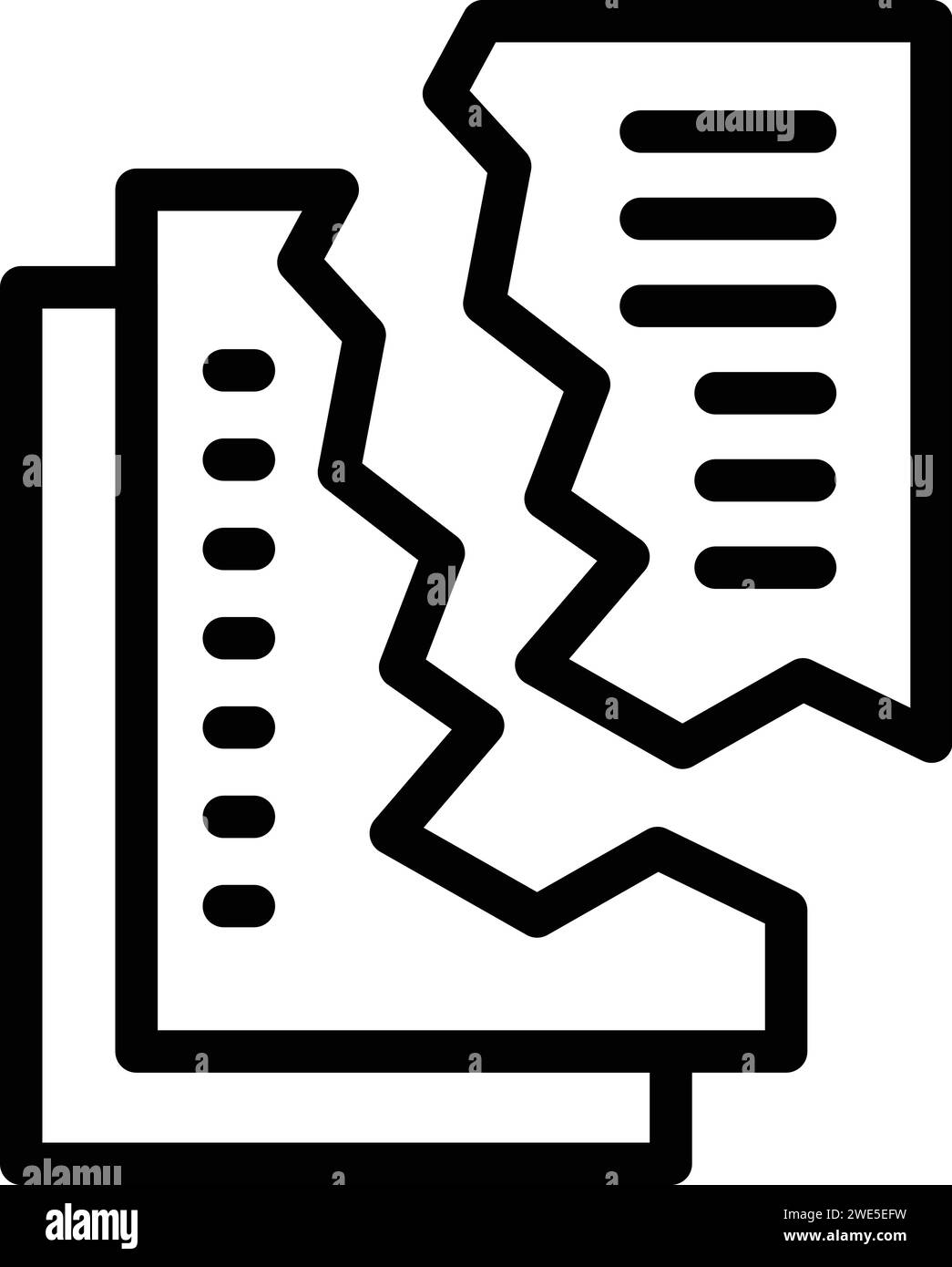 Paper document icon outline vector. Destroy alarm fail. Bug ddos Stock Vector
