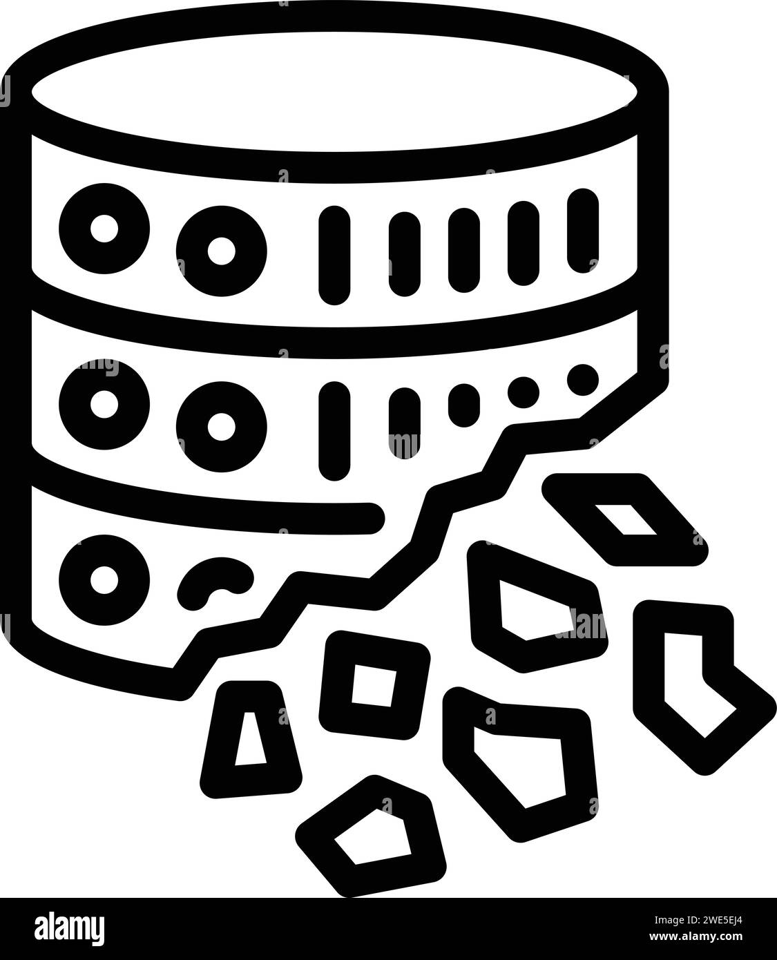 Server data loss icon outline vector. Information alarm fail. Computing entry Stock Vector