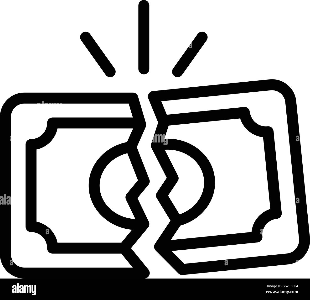 Loss cracked money icon outline vector. Computer system. Key attack Stock Vector