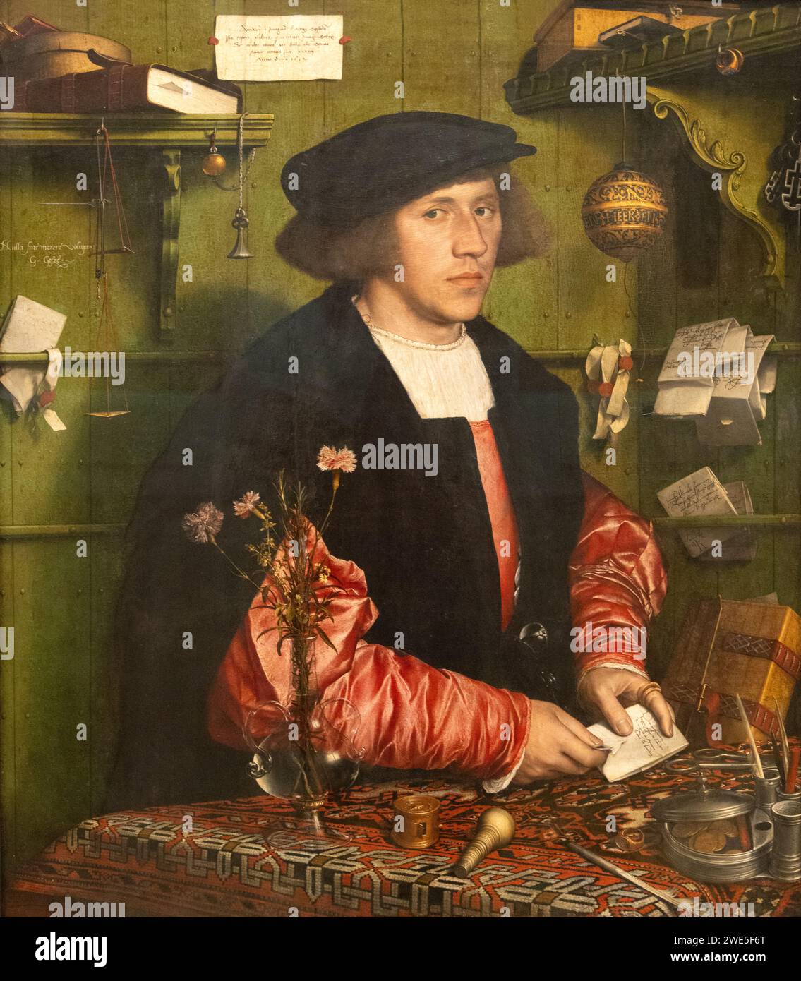 Hans Holbein the Younger painting; 'The Merchant Georg Giese or Gisze; 1532. 16th century portrait, Oil on wood. Stock Photo