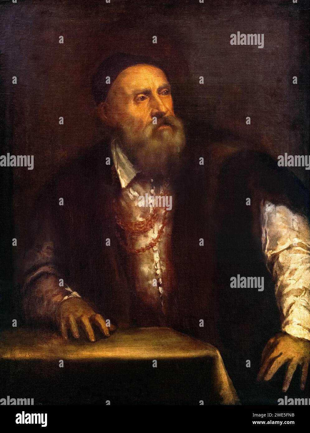 Titian painting; Titian self portrait c. 1550-1555; Italian Renaissance painter of the Venetian School, 16th century Italy Stock Photo