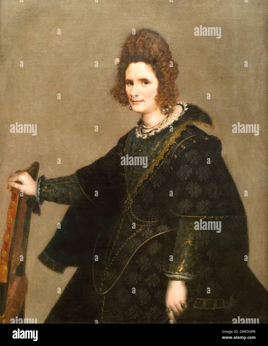Diego Velazquez painting; "Portrait of a Lady", 1635. A  17th century Spanish painter of the Spanish Golden Age, the 1600s. Portrait of a woman. Stock Photo