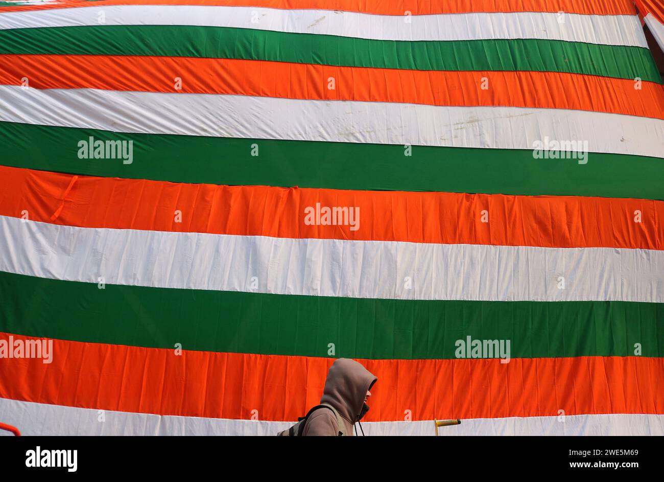 Srinagar, India. 23rd Jan, 2024. January 23, 2024, Srinagar Kashmir, India A man walks past a