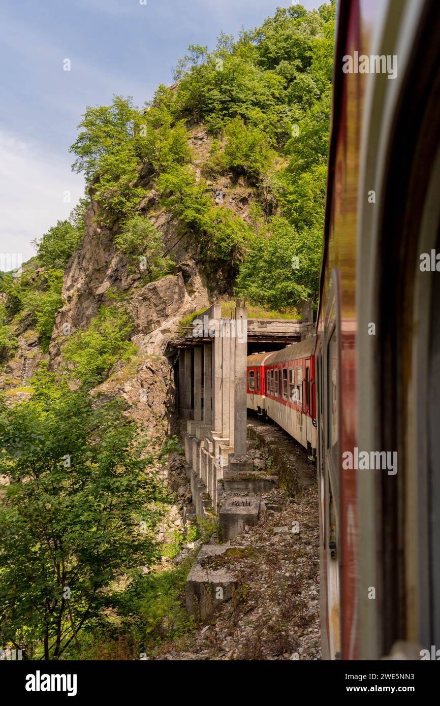 Oldest narrowgauge line train in Europe. A motion photo of a moving