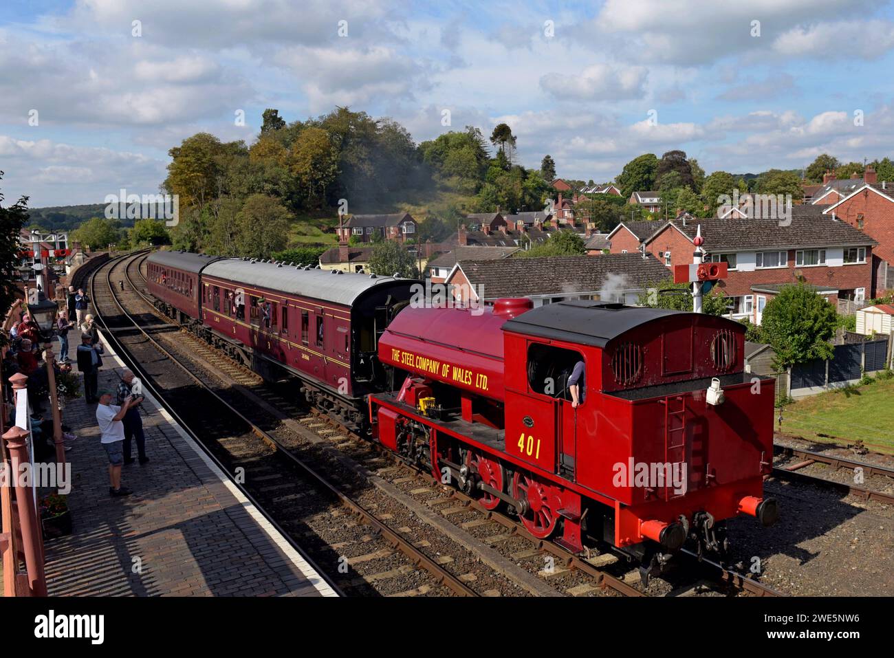 Steel Company of Wales steam  Loco 401 'Vulcan' built by WG Bagnall at Bewdley Station, Severn Valley Railway during its Autumn Steam Gala 2023 Stock Photo