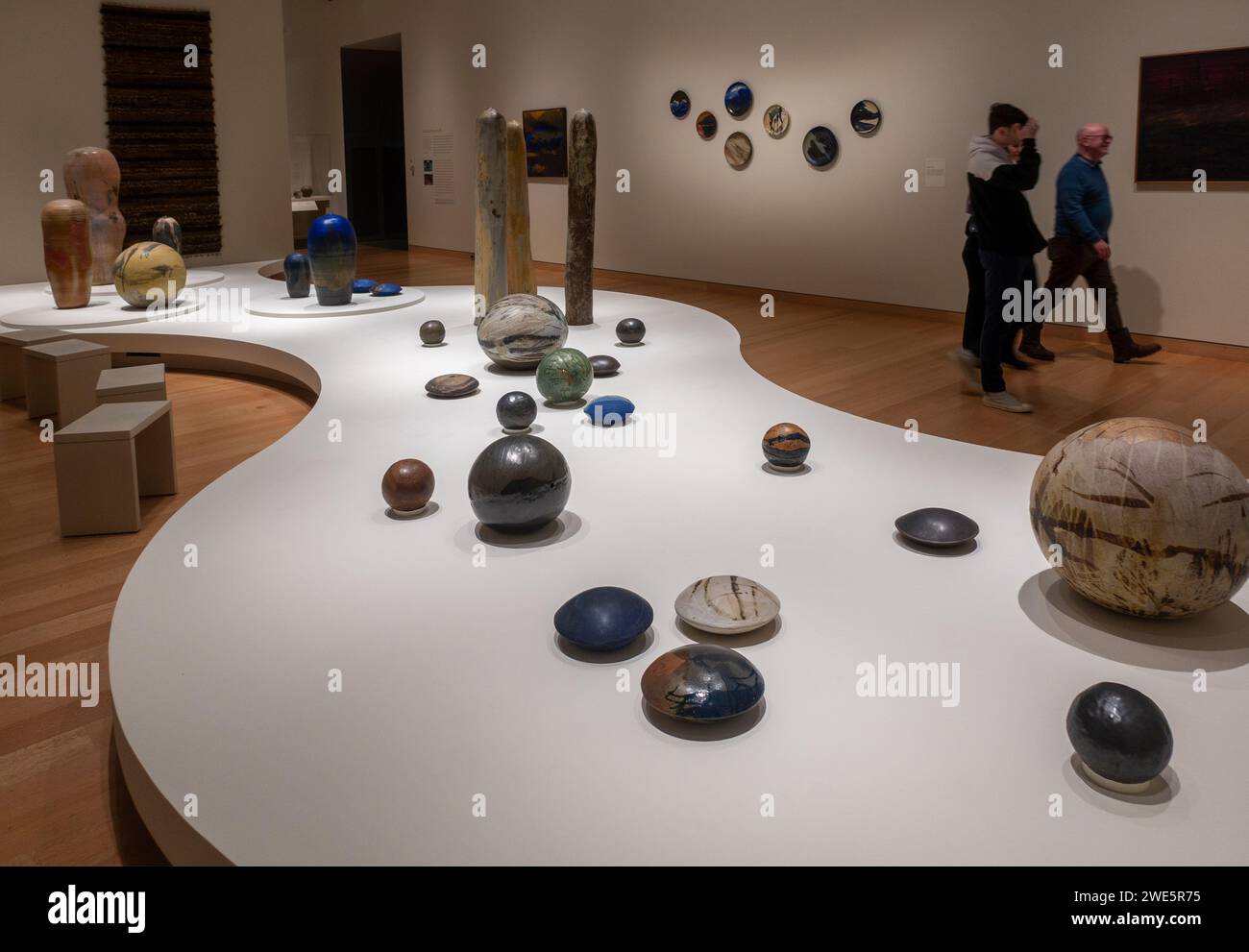 Toshiko Takaezu shaping abstraction show at the Museum of Fine Arts in Boston MA Stock Photo