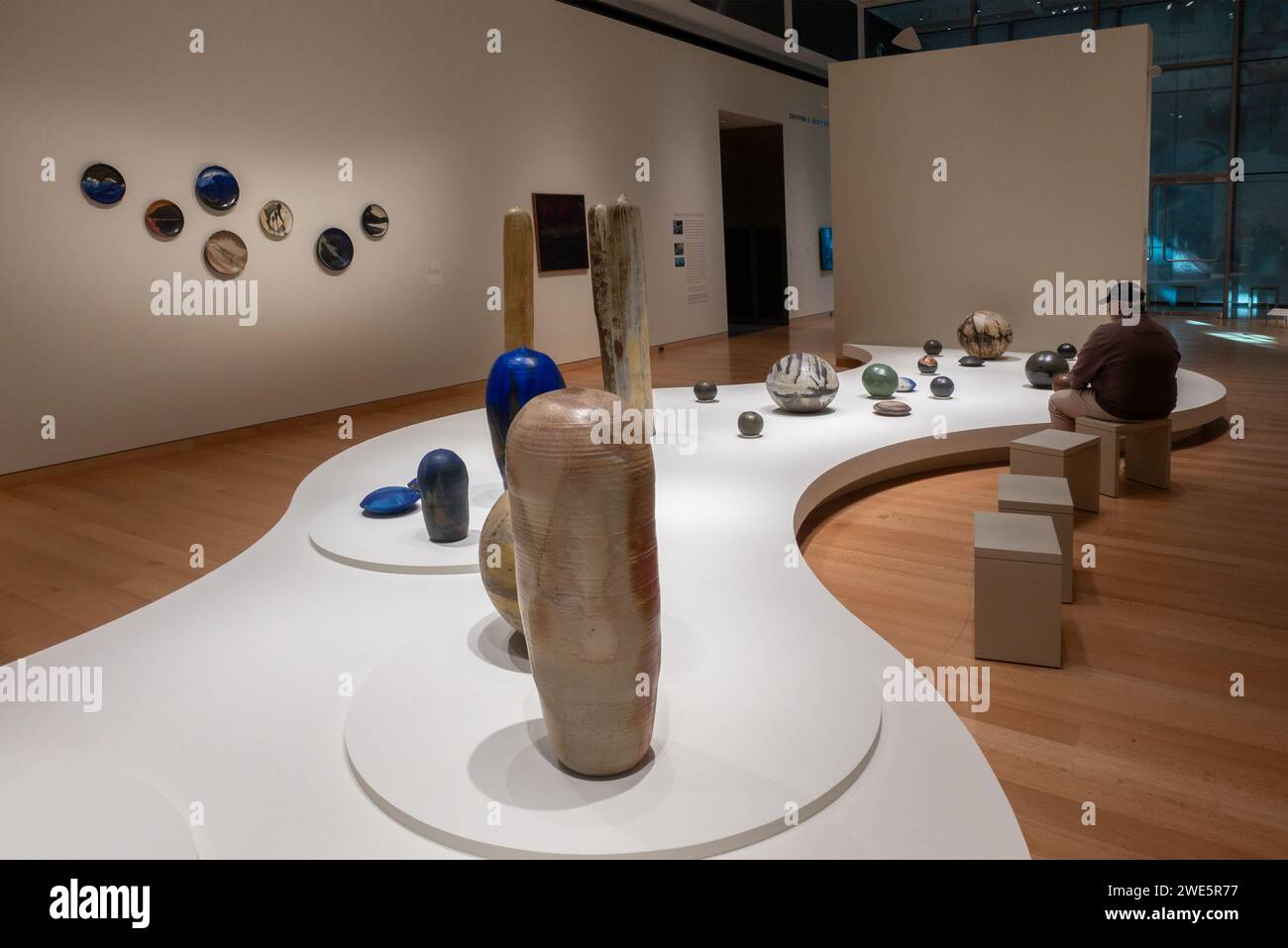 Toshiko Takaezu shaping abstraction show at the Museum of Fine Arts in Boston MA Stock Photo